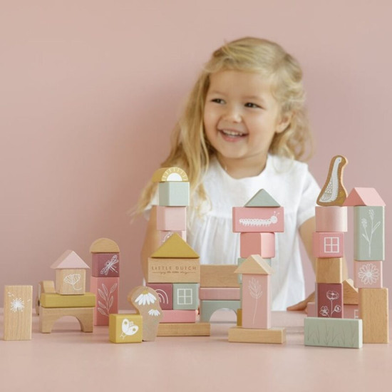 Деревянные кубики Little Dutch, Building Blocks pink - Little Dutch