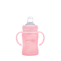 Stikla pudelīte / mācību krūzīte ar silikona pārklājumu, 150 ml Stikla pudelīte / mācību krūzīte ar silikona pārklājumu, 150 ml