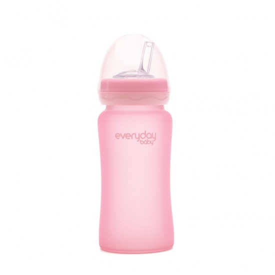 Стеклянная бутылка с трубочкой, с силиконовым покрытием 240 мл. - Everyday Baby