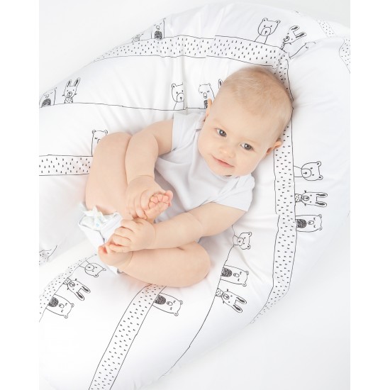 Подушка для беременных и кормления (подкова) “Jersey Tiny Squares grey” - Julius Zollner