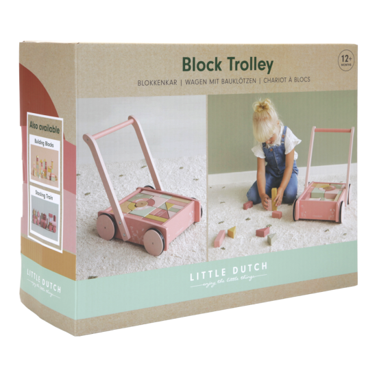 Bērnu staigulis Block Trolley Flowers - Little Dutch