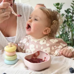 Silikona bļodiņa ar piesūcekni Beaba Cotton Candy