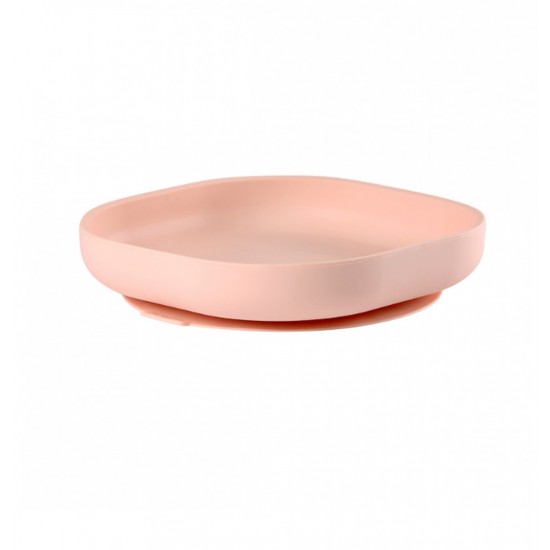 BEABA Silicone Plate With Suction Cup Light Pink - Beaba / Red Castle