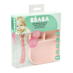 BEABA Divided Silicone Plate Light Pink BEABA Divided Silicone Plate Light Pink