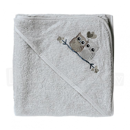 Детское полотенце с капюшоном Love Birds grey, 90x90cм -