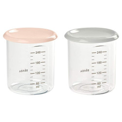 Beaba Baby portion container with lid, 2 pcs. x 240 ml, Old pink/Grey Beaba Baby portion container with lid, 2 pcs. x 240 ml, Old pink/Grey