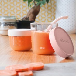 BEABA SET OF 2 GLASS PORTION JARS 150 ML / 250 ML  PINK / OLD PINK BEABA SET OF 2 GLASS PORTION JARS 150 ML / 250 ML  PINK / OLD PINK