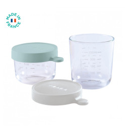 BEABA SET OF 2 GLASS PORTION JARS 150ml airy green / 250ml light mist BEABA SET OF 2 GLASS PORTION JARS 150ml airy green / 250ml light mist