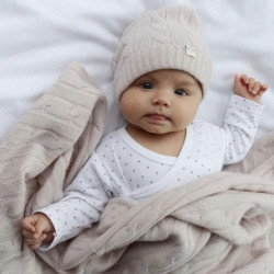 Children's hat Livly Cable Knit Hat Light Mauve, 100% Cashmere Children's hat Livly Cable Knit Hat Light Mauve, 100% Cashmere