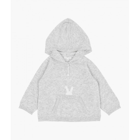 Кашемировый свитер с капюшоном Livly, light grey/ivory bunny - Livly Clothing