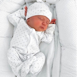 Rāpulis Livly Saturday Simplicity Footie, white/silver dots Rāpulis Livly Saturday Simplicity Footie, white/silver dots