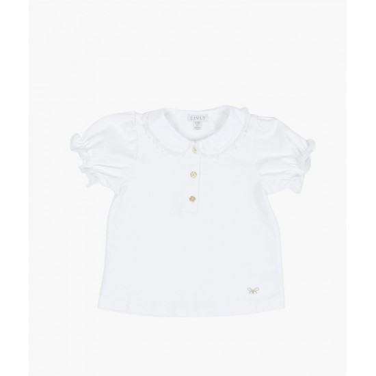 T-krekls ar īsām piedurknēm Livly Marianne top white - Livly Clothing