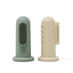 Pirkstu zobu birste Mushie Toothbrush Cambridge Blue / Shifting Sand Pirkstu zobu birste Mushie Toothbrush Cambridge Blue / Shifting Sand