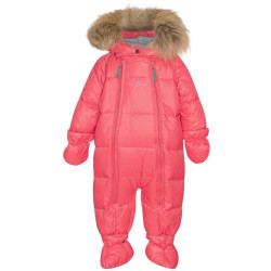 BABY DOWN WINTERSUIT WITH FUR Ver de Terre, Flamingo 6m BABY DOWN WINTERSUIT WITH FUR Ver de Terre, Flamingo 6m