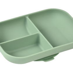 BEABA Silikona šķīvis ar nodalījumiem un piesūcekņiem, Sage Green BEABA Silikona šķīvis ar nodalījumiem un piesūcekņiem, Sage Green