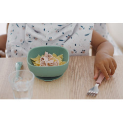 Beaba silicone bowl with sticky bottom, Sage Green, 4 months+