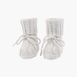 Cable Knit Cashmere Footies Grey Cable Knit Cashmere Footies Grey