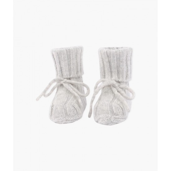 Cable Knit Cashmere Footies Grey
