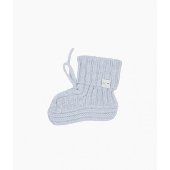 Cable Knit Cashmere Footies Light Blue