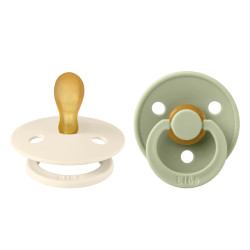 BIBS Pacifier Original COLOUR Latex 2 PK Symmetrical Ivory / Sage BIBS Pacifier Original COLOUR Latex 2 PK Symmetrical Ivory / Sage