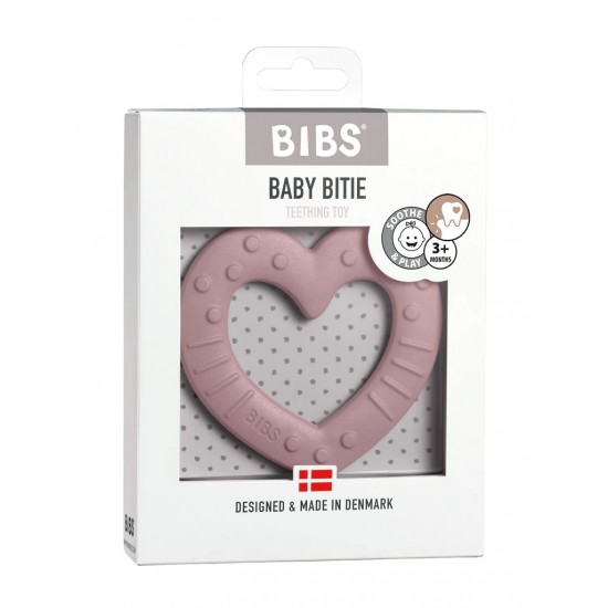 Zobu riņķis BIBS Baby Bitie Heart pink plum - Bibs