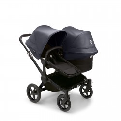 Bugaboo Donkey 5 Duo, tekstīls black, kapuce stormy blue Bugaboo Donkey 5 Duo, tekstīls black, kapuce stormy blue
