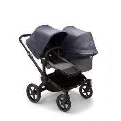 Bugaboo Donkey 5 Duo, tekstīls grey, kapuce stormy blue Bugaboo Donkey 5 Duo, tekstīls grey, kapuce stormy blue