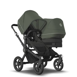 Bugaboo Donkey 5 Duo, tekstīls black, kapuce forest green Bugaboo Donkey 5 Duo, tekstīls black, kapuce forest green