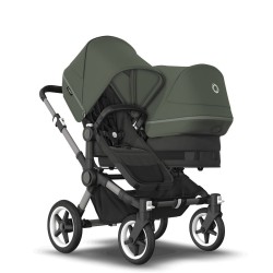 Bugaboo Donkey 5 Duo, tekstīls black, kapuce forest green Bugaboo Donkey 5 Duo, tekstīls black, kapuce forest green