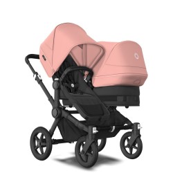 Bugaboo Donkey 5 Duo, tekstīls black, kapuce morning pink Bugaboo Donkey 5 Duo, tekstīls black, kapuce morning pink