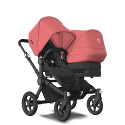 Bugaboo Donkey 5 Duo, tekstīls black, kapuce sunrise red Bugaboo Donkey 5 Duo, tekstīls black, kapuce sunrise red