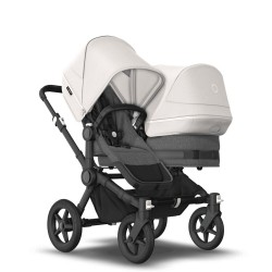 Bugaboo Donkey 5 Duo, tekstīls grey melange, kapuce misty white Bugaboo Donkey 5 Duo, tekstīls grey melange, kapuce misty white