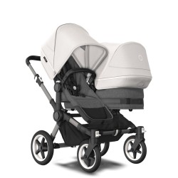 Bugaboo Donkey 5 Duo, tekstīls grey melange, kapuce misty white Bugaboo Donkey 5 Duo, tekstīls grey melange, kapuce misty white