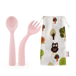 Haaka Bendy Silicone Cutlery Set - Blush