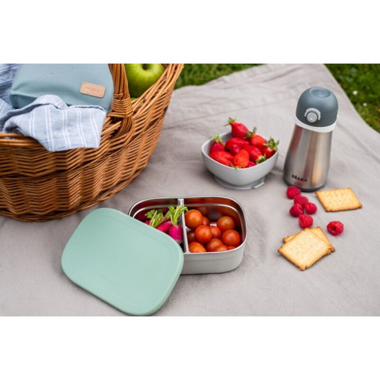STAINLESS STEEL LUNCH BOX - SAGE GREEN - Beaba / Red Castle