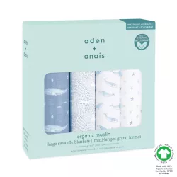 Aden Anais organic swaddles Oceanic 4-pack 120/120cm
