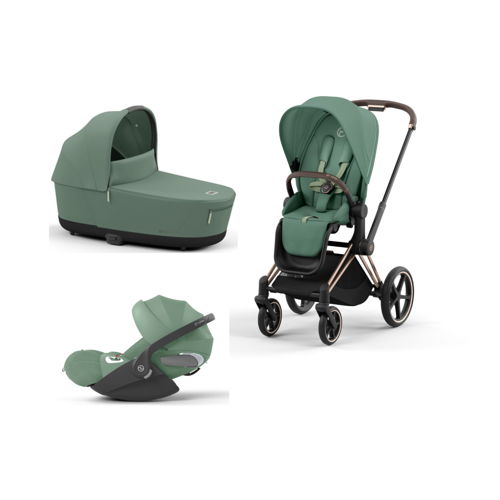 Cybex Priam V4 3 IN 1, Leaf Green,Frame Rose Gold