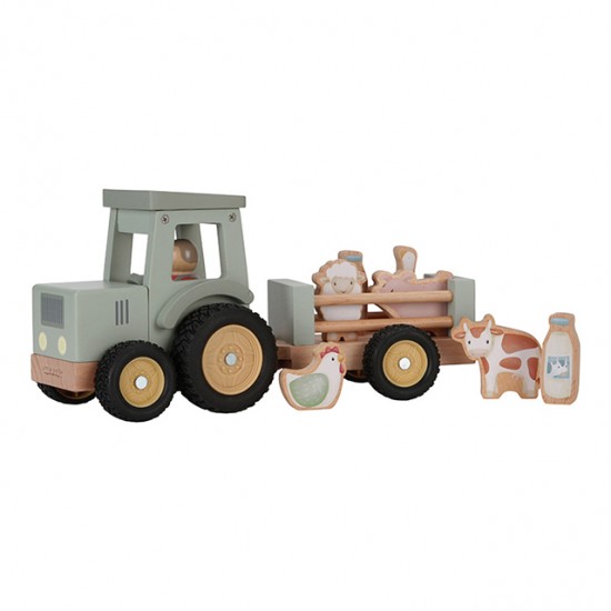 Little Duch деревянный трактор с прицепом FSC - Little Dutch