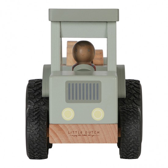 Little Duch деревянный трактор с прицепом FSC - Little Dutch