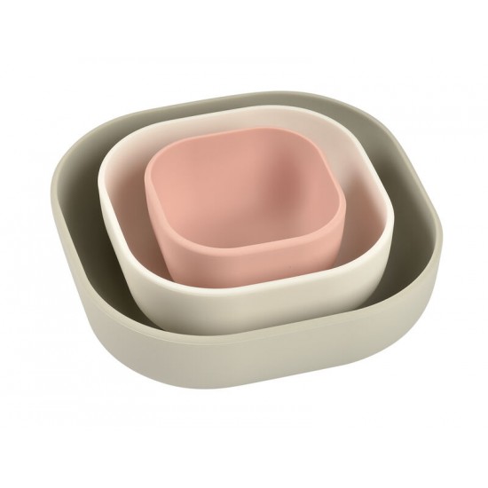 BEABA Silicone 3 Piece Nesting Bowl Set Velvet Grey - Beaba / Red Castle