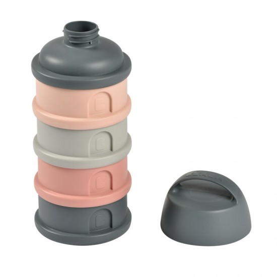 BEABA Formula Milk Container 4 Compartments Mineral Grey/Pink - Beaba / Red Castle