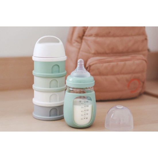 BEABA Formula Milk Container 4 Compartments Cotton White/Sage Green - Beaba / Red Castle