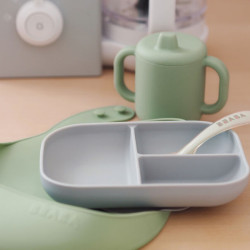 Силиконовый набор для еды The Essentials Grey/Sage Green Силиконовый набор для еды The Essentials Grey/Sage Green
