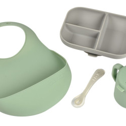 Силиконовый набор для еды The Essentials Grey/Sage Green Силиконовый набор для еды The Essentials Grey/Sage Green