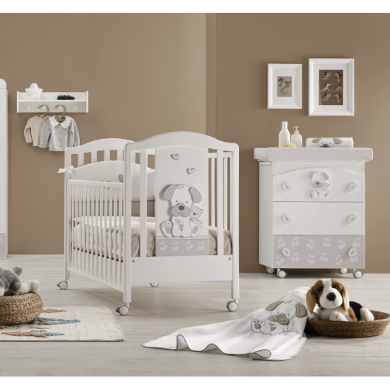 Erbesi Wooden Crib Jack + Changing Dresser With Bath Jack Erbesi Tortora + bed bumpers and bed sheets as a GIFT