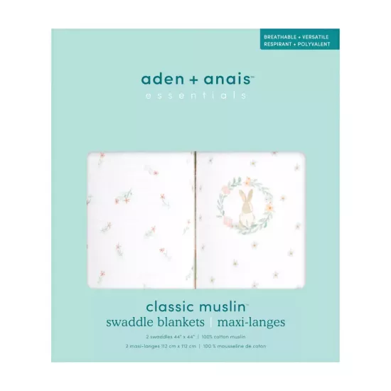 Aden Anais Muslin Swaddles Blushing Bunnies 2 Pack - Aden&Anais