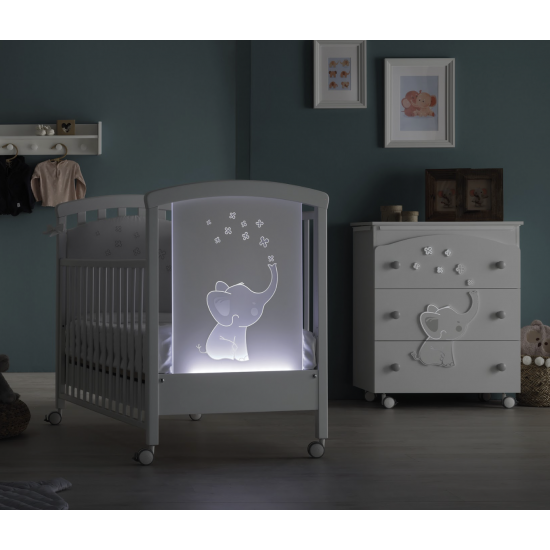 Erbesi Elly LED Crib  + Elly Dresser with Babybath