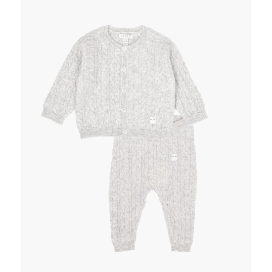 Livly Cashmere Cable Knit Set Grey Livly Cashmere Cable Knit Set Grey