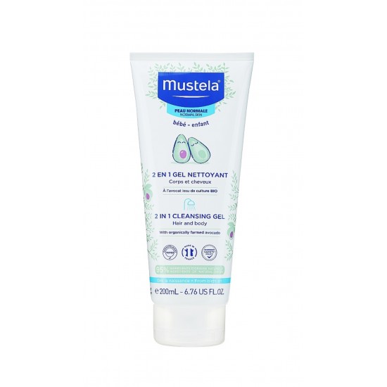 Galvas un ķermeņa želejas šampūns -  Mustela Bebe 2in1 Hair and Body Wash (200ml)