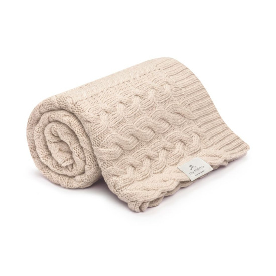 Merino vilnas pleds Warm beige Braided - Premium Collection